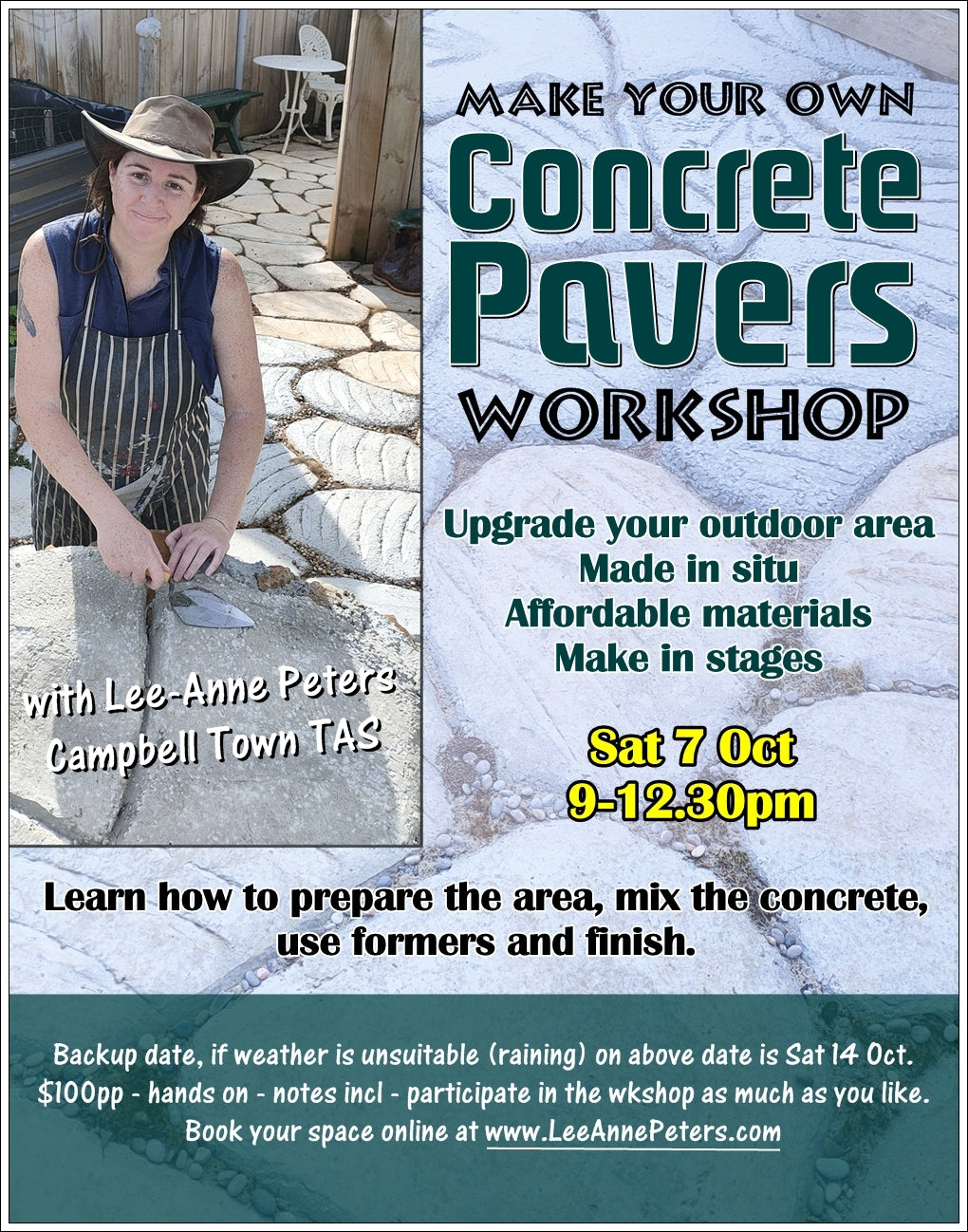 CONCRETE PAVERS WORKSHOP - Sat 7 Oct