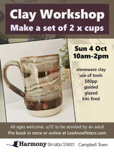 Load image into Gallery viewer, CLAY WORKSHOP - set of 2 x cups with handle