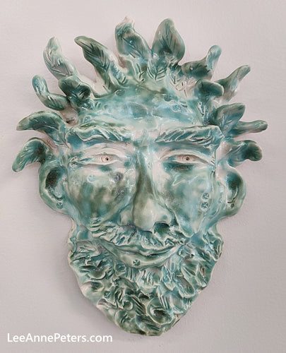 Green Man Mask - hanging