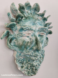Green Man Mask - hanging