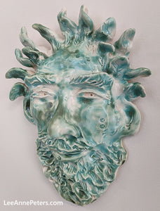 Green Man Mask - hanging
