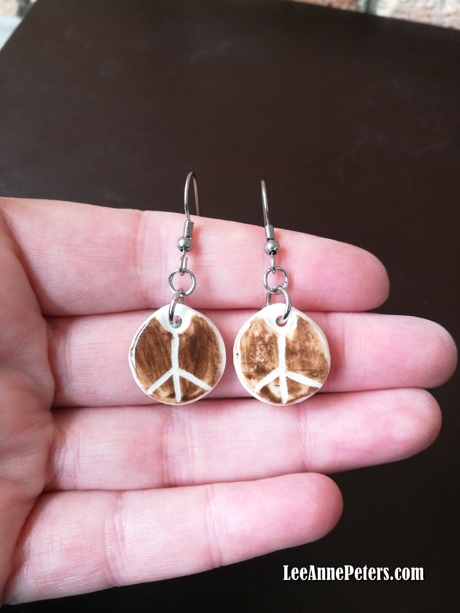 Earrings - hook style - peace